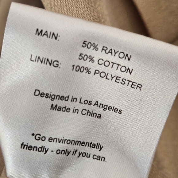 Fame and Partners X Free People Women's Tan Satin Longline Oversized Open Blazer - Picture 6 of 9